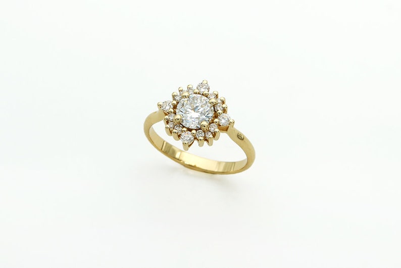 Flower Gold Engagement Ring Multi Diamond Ring Fine Diamond Jewelry image 5