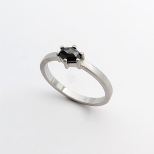 Black Diamond Engagement Ring Fine Jewelry Minimalist White Gold Ring image 5