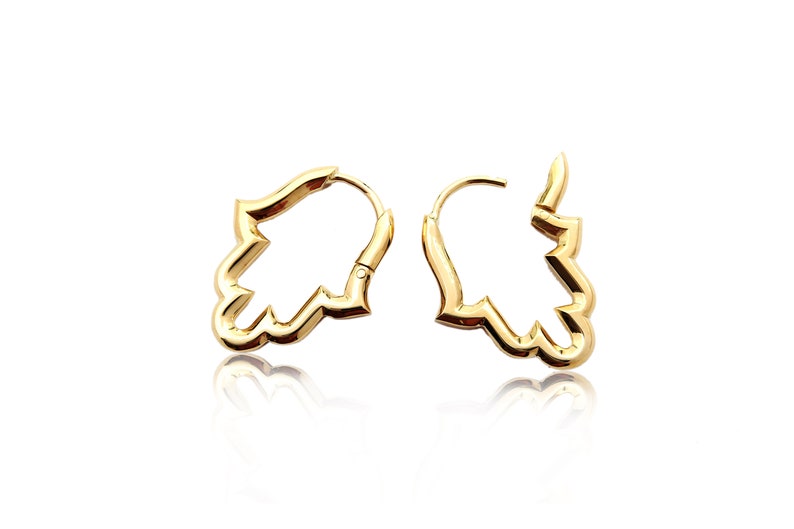 Solid Gold Hamsa Hand Earrings Lucky Charm Hamsa Earrings Protection Amulet Spiritual Charm Jewish Protection Charm image 6