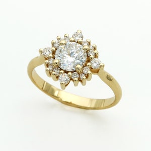 Flower Gold Engagement Ring Multi Diamond Ring Fine Diamond Jewelry image 7