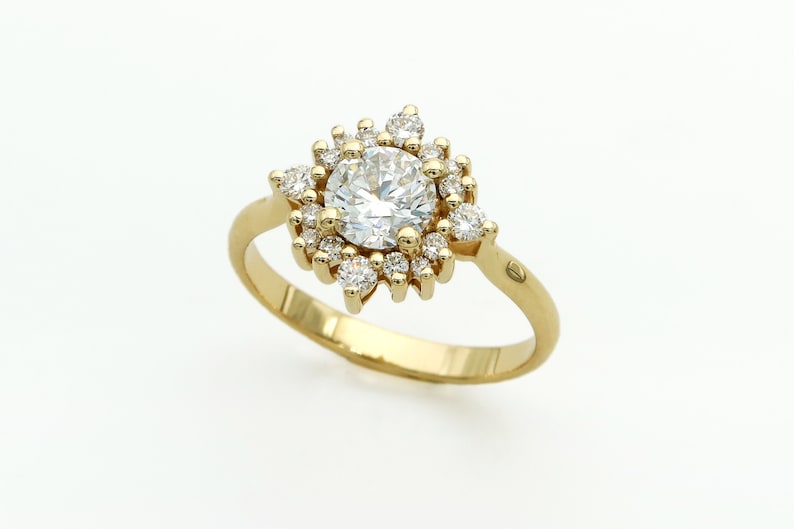 Flower Gold Engagement Ring Multi Diamond Ring Fine Diamond Jewelry image 7