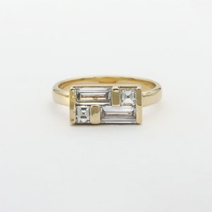 Art Deco Diamond Engagement Ring, Baguette Diamond Ring, Modern Multi Diamond Ring image 6