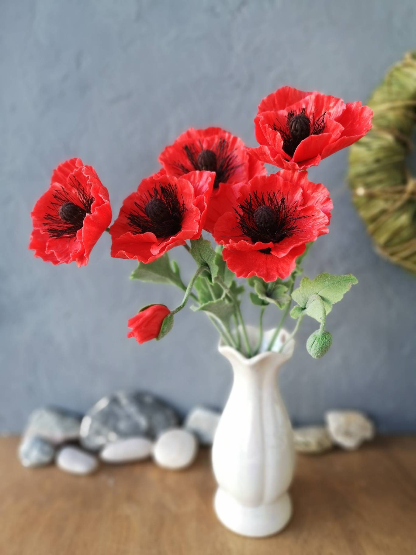 Cold Porcelain Poppies Artificial Poppies Real Touch Etsy