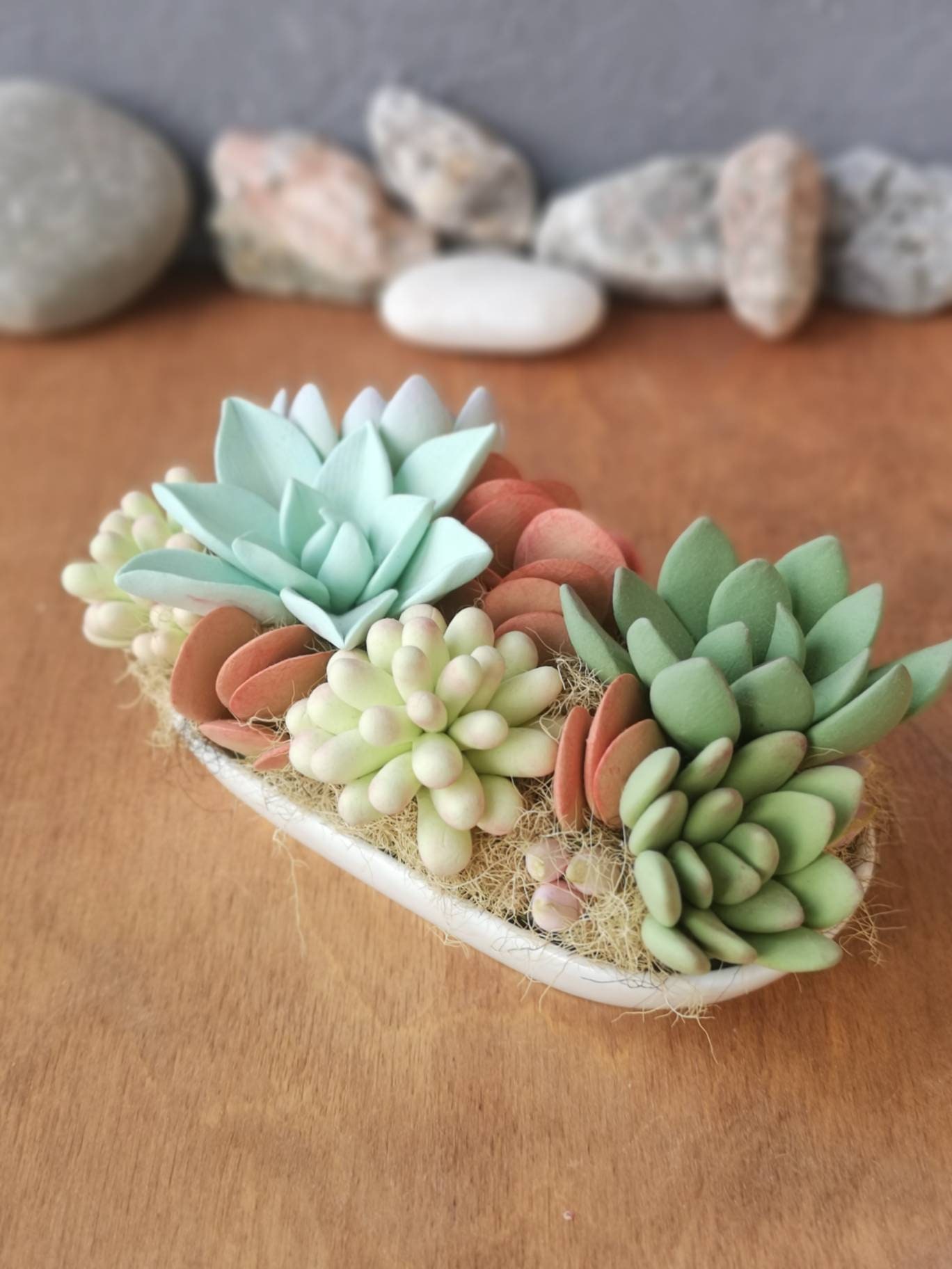 Fake Succulents Arrangement Polymer Clay Succulents Etsy