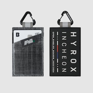 Tarjetero Hyrox con parche, ultraligero, de Dyneema® / Cartera EDC para 2 tarjetas con panel para parches / Funda para identificación de gimnasio y fitness con carrete opcional