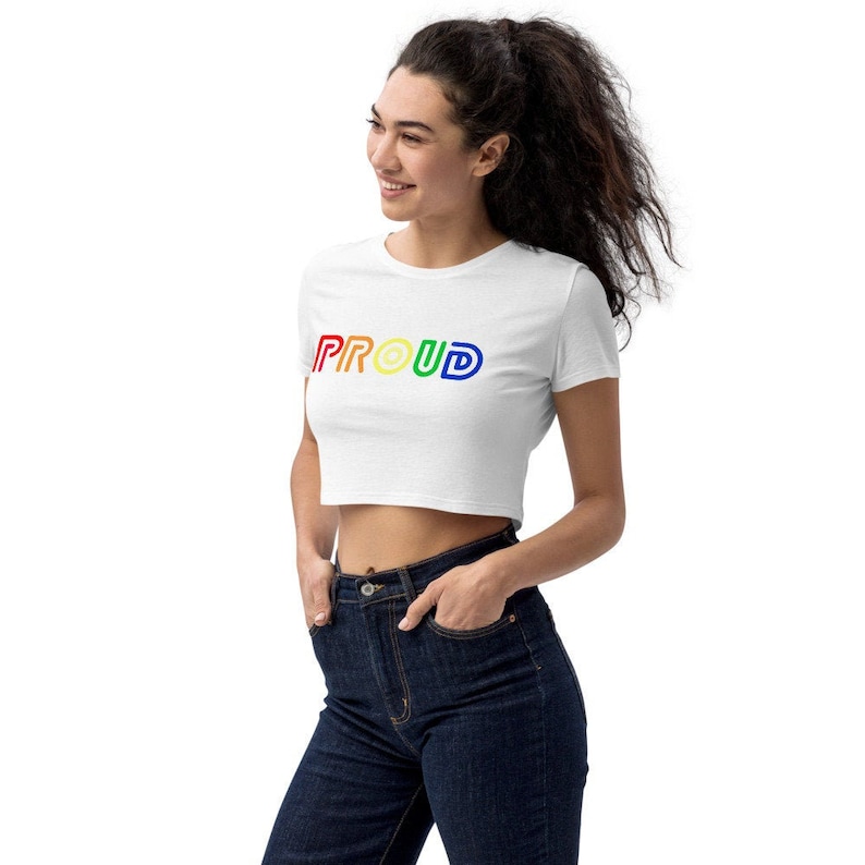 Proud Organic Crop Top  Gay Pride  Pride  Belly Shirt  Festival Shirt  Pride Parade