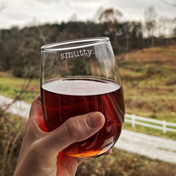 Smutty Smut Funny Wine Glass  / Etched Glasses with Stem / Book Club Friend Gifts / Custom Engraved / Gift for Wife Girlfriend Her