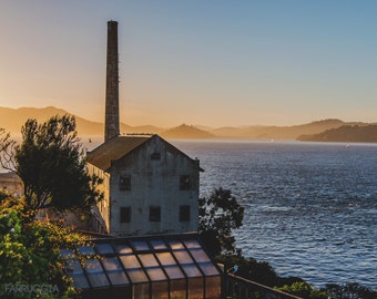 Rustic Building Photo | Island Photo | California Coast Photo | San Francisco Print | Ocean Sunset Photo | Water Decor | Landmark Building