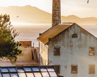 Rustic Building Photo | Island Photo | California Coast Photo | San Francisco Print | Ocean Sunset Photo | Water Decor | Landmark Building