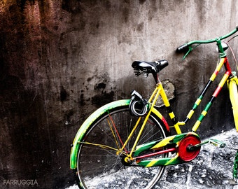 Bicycle Print Picture | Antique Bicycle Print Photo | Old Bike | Cycling Picture | Sports | Colorful Antique Print | Bright Colors