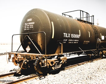 Old Train Car Print | Industrial Decor | Masculine Decor | Black & White | Railroad Images | Transportation Industry | Oil Tanker Art