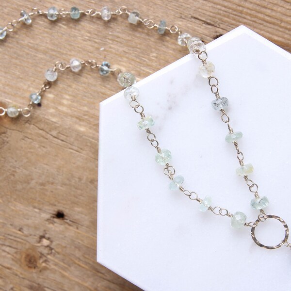 March Birthday Gift, Aquamarine Necklace, moss aquamarine beads, moss aquamarine necklace, birthstone jewelry, aquamarine jewelry
