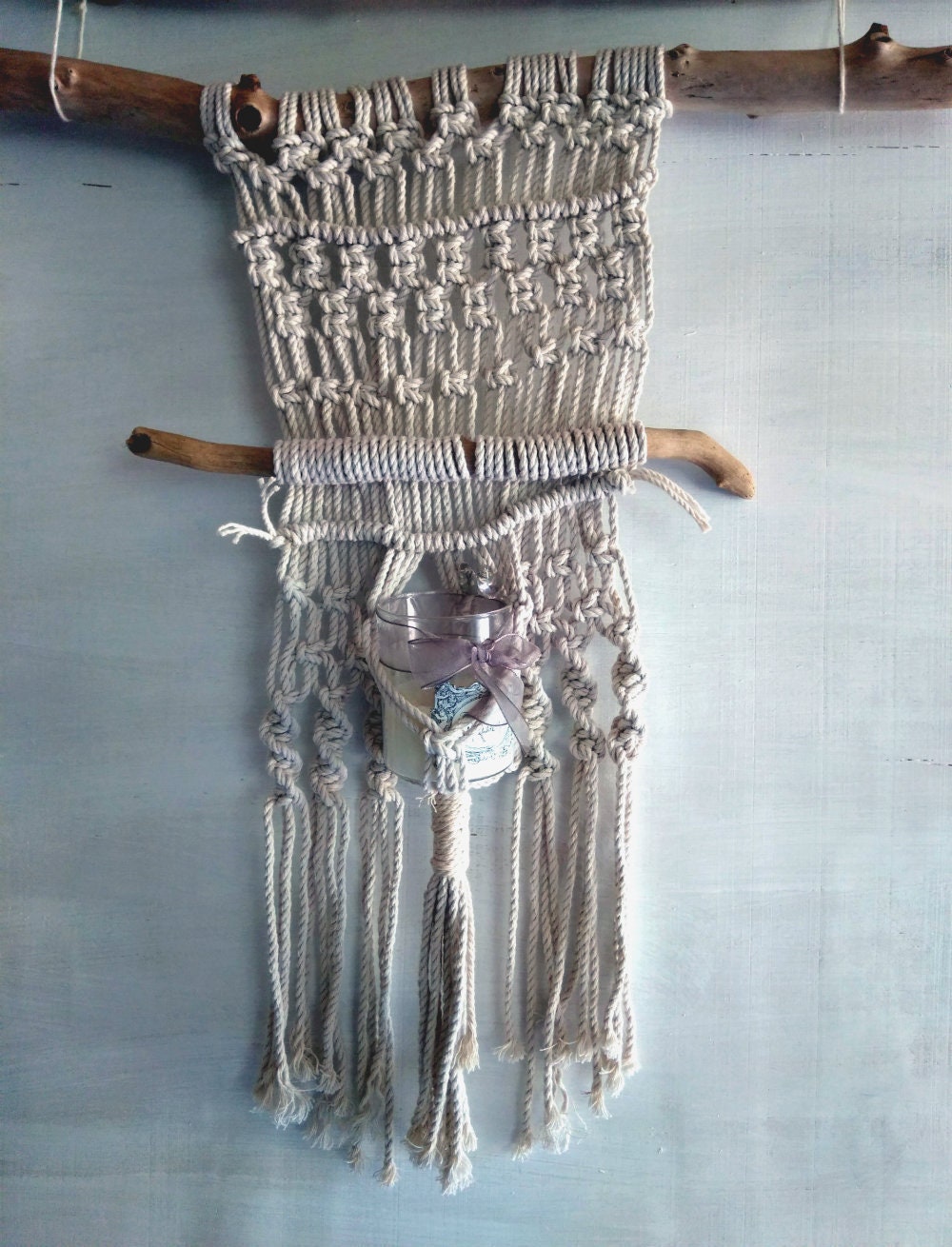 Macramé - Tenture Macramé Bois Flotté Suspension Macramé