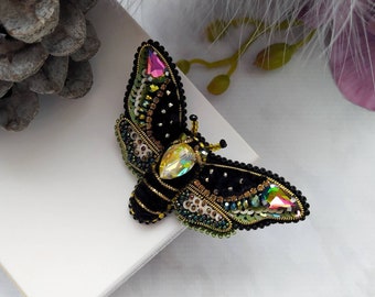 Beaded Butterfly Moth Beetle brooch pin Embroidered brooch Insect jewelry Statement jewelry Insect art Animal jewelry Nature jewelry Bug pin