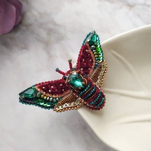 Beaded Butterfly Moth Beetle brooch pin Embroidered brooch Insect jewelry Statement jewelry Insect art Animal jewelry Nature jewelry Bug pin