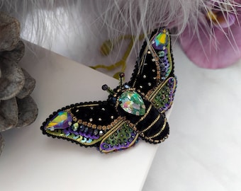 Beaded Butterfly Moth Beetle brooch pin Embroidered brooch Insect jewelry Statement jewelry Insect art Animal jewelry Nature jewelry Bug pin