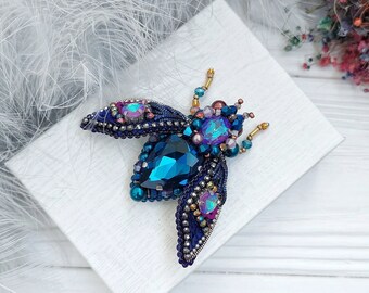 Beaded Cicada brooch pin Beetle brooch pin Fly brooch pin Embroidered brooch Insect brooch Statement jewelry Unique jewelry Bug brooch pin