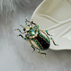 Embroidery beaded brooch Beetle brooch pin Statement Unique jewelry Insect art Animal Nature jewelry Bug jewelry Bug pin 40th birthday gift