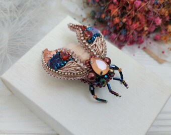 Beaded Cicada brooch pin Beetle brooch pin Fly brooch pin Embroidered brooch Insect brooch Statement jewelry Unique jewelry Bug brooch pin