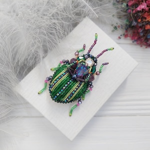 Embroidery beaded brooch Insect art Art glass brooch Stag Beetle brooch pin Animal Nature jewelry Bug jewelry Bug pin 21st birthday gift