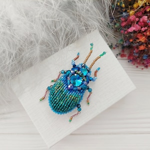 Embroidery bug beaded brooch Beetle brooch pin Statement Unique jewelry Insect art Animal Nature jewelry Bug pin 21th birthday gift