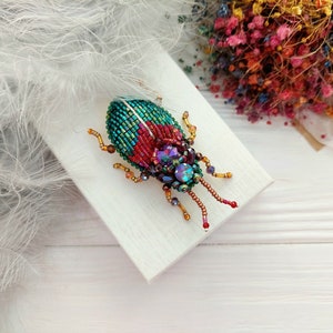 Embroidery beaded brooch Insect Beetle brooch pin Art glass brooch Insect art Animal Nature jewelry Bug jewelry Bug pin 21st birthday gift