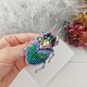 Scarab Beetle brooch pin, Bug brooch, Embroidery beaded brooch, Insect art, Animal Nature jewelry, Bug jewelry, Bug pin, 21st birthday gift