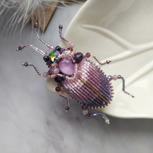 Embroidery beaded brooch Beetle brooch pin jewelry Insect brooch Statement jewelry Unique jewelry Bug pin 40th birthday gifts for women