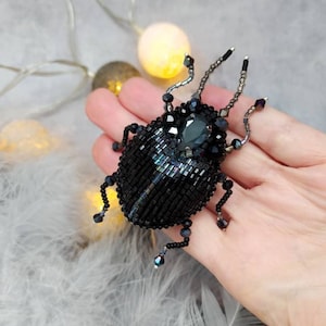 Brochespeld Mestkever, keversieraden, kunstglasbroche, borduurkralenbroche, insectensieraden, 21e verjaardagscadeau voor haar, cadeau stiefmoeder