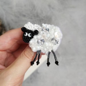 Beaded Sheep Pin White Sheep Brooch Lamb Pin Brooch - Etsy