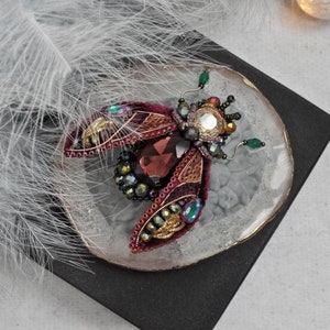 Beaded Cicada brooch pin Beetle brooch pin Fly brooch pin Embroidered brooch Insect brooch Statement jewelry Unique jewelry Bug brooch pin