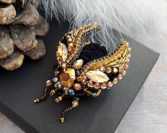 Beaded Cicada brooch pin Beetle brooch pin Fly brooch pin Embroidered brooch Insect brooch Statement jewelry Unique jewelry Bug brooch pin