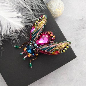 Beaded Cicada brooch pin Beetle brooch pin Fly brooch pin Embroidered brooch Insect brooch Statement jewelry Unique jewelry Bug brooch pin