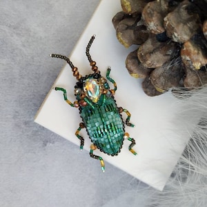 Embroidery beaded brooch Beetle brooch pin jewelry Insect brooch Statement jewelry Unique jewelry Bug pin 40th birthday gifts for women