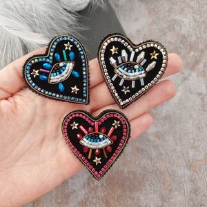 Evil eye brooch pin, Evil eye jewelry, Heart brooch