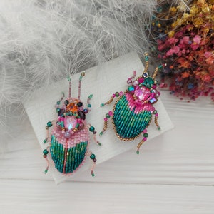 Embroidery beaded brooch Stag Beetle brooch pin Art glass brooch Insect art Animal Nature jewelry Bug jewelry Bug pin 21st birthday gift image 4