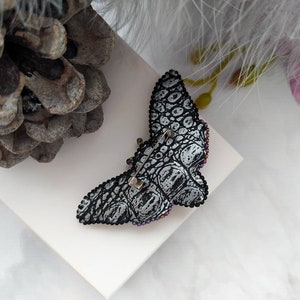 Beaded Butterfly Moth Beetle brooch pin Embroidered brooch Insect jewelry Statement jewelry Insect art Animal jewelry Nature jewelry Bug pin image 10