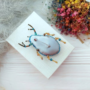 Embroidery beaded brooch Stag Beetle brooch pin Art glass brooch Insect art Animal Nature jewelry Bug jewelry Bug pin 21st birthday gift image 6