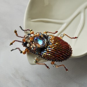 Embroidery beaded brooch Beetle brooch pin Statement Unique jewelry Insect art Animal Nature jewelry Bug jewelry Bug pin 40th birthday gift