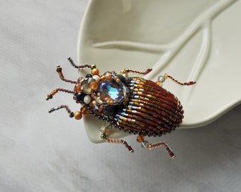 Embroidery beaded brooch Beetle brooch pin Statement Unique jewelry Insect art Animal Nature jewelry Bug jewelry Bug pin 40th birthday gift