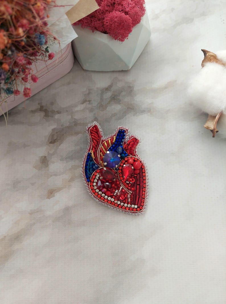Anatomical heart brooch, human heart pin, medical anatomy pins for doctors and nurses image 10