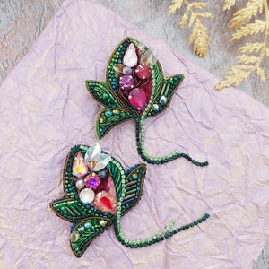 Peony floral dress brooch, Large Flower Botanical brooch, Floral pin image 9