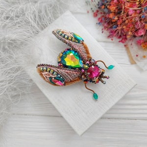 Beaded Cicada brooch pin Beetle brooch pin Fly brooch pin Embroidered brooch Insect brooch Statement jewelry Unique jewelry Bug brooch pin