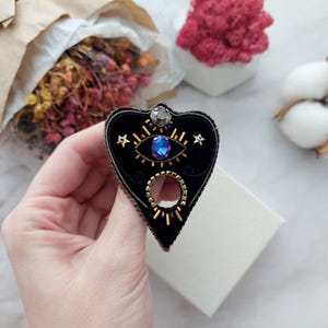 Evil eye brooch pin, Evil eye jewelry, Heart brooch