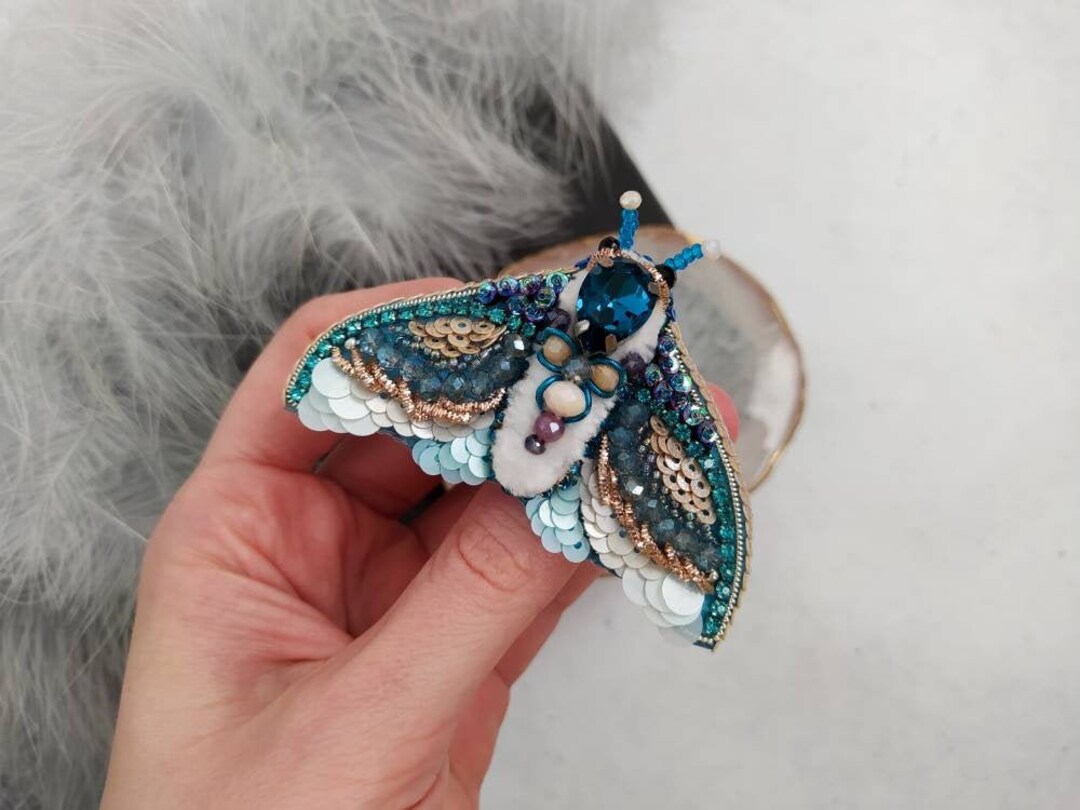 Beaded Butterfly Brooch Pin Moth Brooch Pin Beetle Brooch Etsy