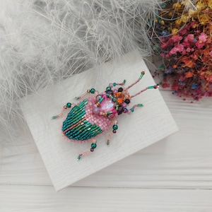 Embroidery beaded brooch Stag Beetle brooch pin Art glass brooch Insect art Animal Nature jewelry Bug jewelry Bug pin 21st birthday gift image 8