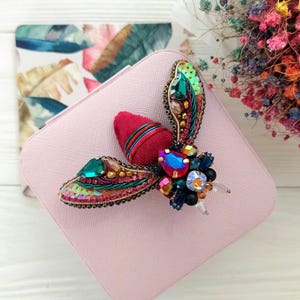 Cicada brooch pin Beaded hand embroidery Beetle brooch pin Art glass brooch Insect brooch pin Beetle Jewelry Bug pin 21st birthday gift