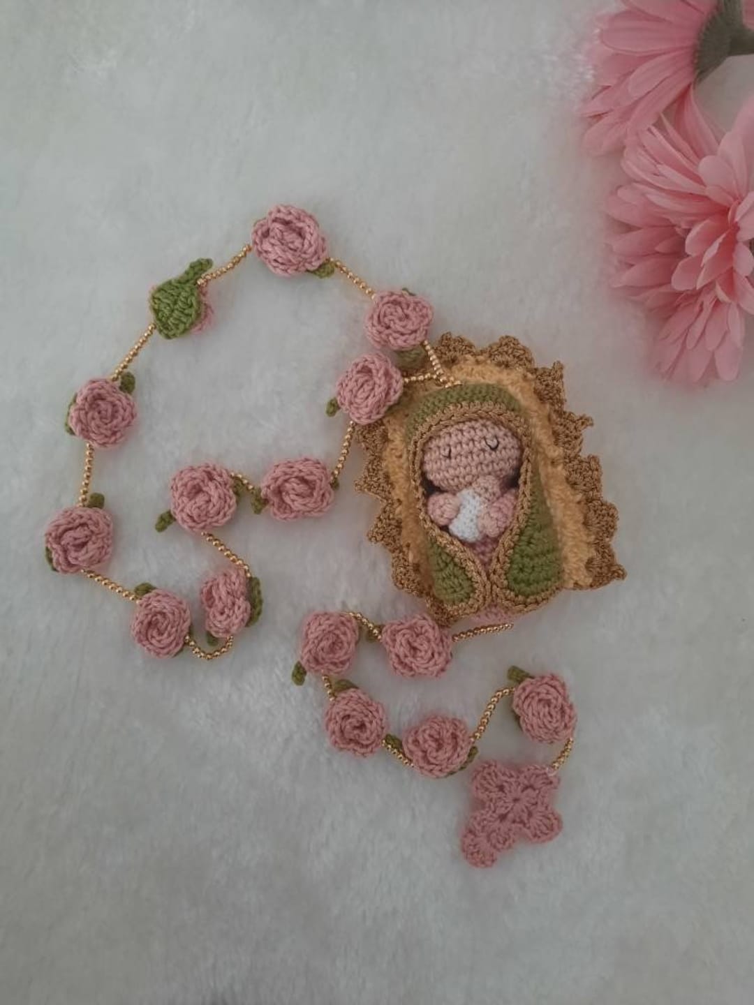 Rosary Our Lady of Guadalupe pink Etsy Hong Kong