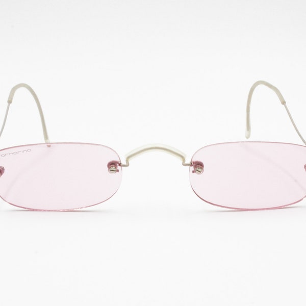 Hipster Sunglasses Pink lenses & frame little spectacles, FORNARINA mod. Peggy 85, Deadstock New