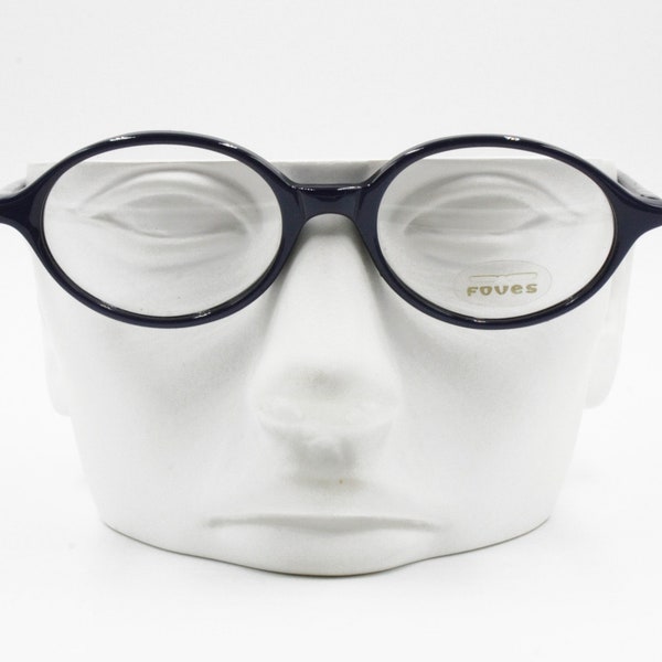 FOVES Italian brand eyeglass, Oval rims deep blue acetate, smart casual model, New Old Stock 1980s